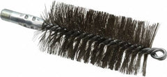 Schaefer Brush - 4-1/2" Brush Length, 2-1/4" Diam, Double Stem, Double Spiral Tube Brush - 7-1/4" Long, Stainless Steel, 1/4" NPSM Male Connection - Benchmark Tooling