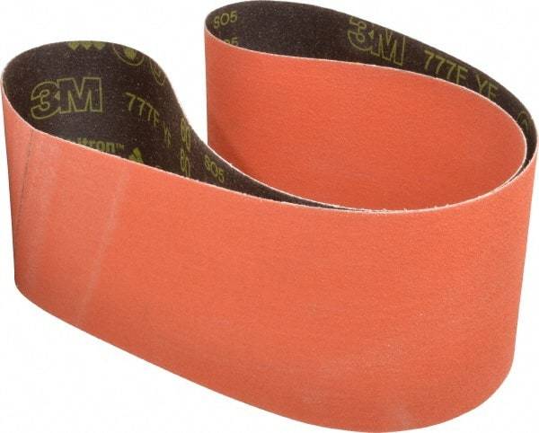 3M - 6" Wide x 60" OAL, 60 Grit, Ceramic Abrasive Belt - Ceramic, Medium, Coated, YF Weighted Cloth Backing, Wet/Dry, Series 777F - Benchmark Tooling