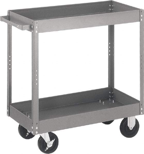 Quantum Storage - 500 Lb Capacity, 30" Wide x 16" Long x 32" High Standard Utility Cart - 2 Shelf, Steel - Benchmark Tooling