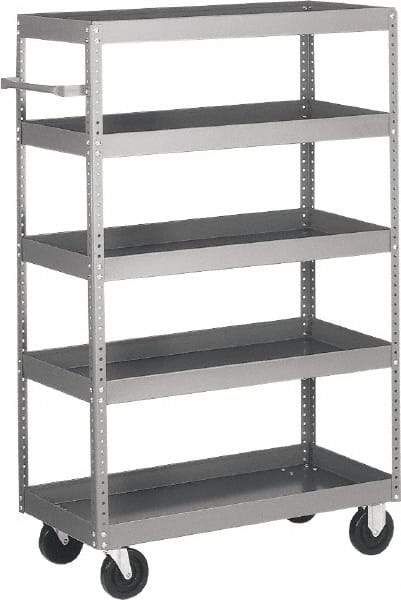 Quantum Storage - 1,000 Lb Capacity, 60" Wide x 24" Long x 57" High Shelf Cart - 5 Shelf, Steel - Benchmark Tooling