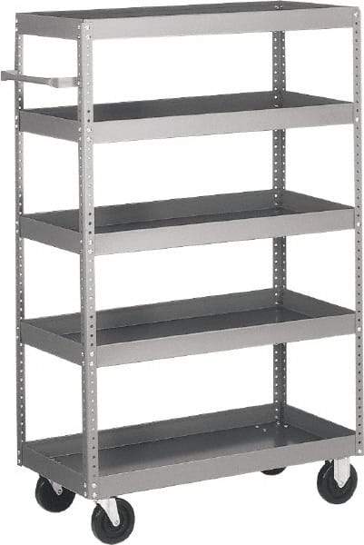 Quantum Storage - 1,000 Lb Capacity, 42" Wide x 24" Long x 57" High Shelf Cart - 5 Shelf, Steel - Benchmark Tooling