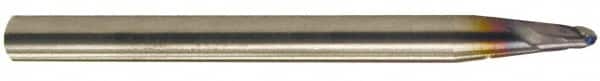 Accupro - 3° Taper Angle per Side, 5/16" Small End Diam, 5/16" LOC, Solid Carbide 2 Flute Tapered Ball End Mill - AlTiN Finish, 6" OAL, 3/8" Shank Diam, Spiral Flute, 30° Helix - Benchmark Tooling