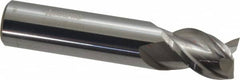 Accupro - 1/2", 5/8" LOC, 1/2" Shank Diam, 2-1/2" OAL, 3 Flute, Solid Carbide Square End Mill - Single End, Uncoated, Spiral Flute, 40° Helix, Centercutting, Right Hand Cut, Right Hand Flute - Benchmark Tooling