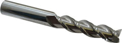 Accupro - 1/2", 2" LOC, 1/2" Shank Diam, 4" OAL, 3 Flute, Solid Carbide Square End Mill - Single End, Uncoated, Spiral Flute, 40° Helix, Centercutting, Right Hand Cut, Right Hand Flute - Benchmark Tooling