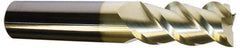 Accupro - 1/2", 5/8" LOC, 1/2" Shank Diam, 2-1/2" OAL, 3 Flute, Solid Carbide Square End Mill - Single End, ZrN Finish, Spiral Flute, 40° Helix, Centercutting, Right Hand Cut, Right Hand Flute - Benchmark Tooling