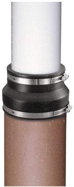 Made in USA - 4 x 1-1/2" PVC Flexible Pipe Coupling with Clamp - 4" Long, Pipe x Pipe, Stainless Steel Clamp - Benchmark Tooling