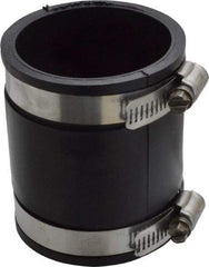 Made in USA - 2" PVC Flexible Pipe Coupling with Clamp - 3-1/2" Long, Pipe x Pipe, Stainless Steel Clamp - Benchmark Tooling