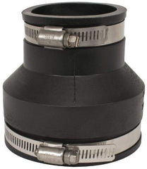 Made in USA - 3 x 2" PVC Flexible Pipe Coupling with Clamp - 4" Long, Pipe x Pipe, Stainless Steel Clamp - Benchmark Tooling