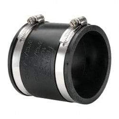 Made in USA - 3" PVC Flexible Pipe Coupling with Clamp - 4" Long, Pipe x Pipe, Stainless Steel Clamp - Benchmark Tooling