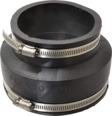 Made in USA - 5 x 4" PVC Flexible Pipe Coupling with Clamp - 4" Long, Pipe x Pipe, Stainless Steel Clamp - Benchmark Tooling