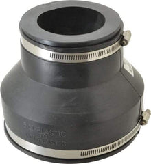 Made in USA - 6 x 3" PVC Flexible Pipe Coupling with Clamp - 6" Long, Pipe x Pipe, Stainless Steel Clamp - Benchmark Tooling