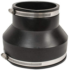 Made in USA - 6 x 4" PVC Flexible Pipe Coupling with Clamp - 6" Long, Pipe x Pipe, Stainless Steel Clamp - Benchmark Tooling