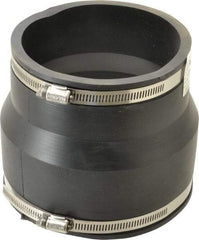 Made in USA - 6 x 5" PVC Flexible Pipe Coupling with Clamp - 6" Long, Pipe x Pipe, Stainless Steel Clamp - Benchmark Tooling