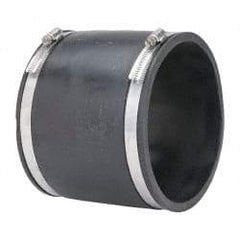Made in USA - 6" PVC Flexible Pipe Coupling with Clamp - 6" Long, Pipe x Pipe, Stainless Steel Clamp - Benchmark Tooling