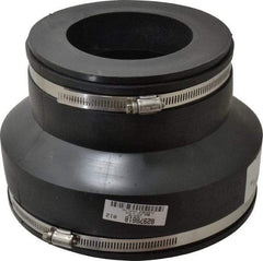 Made in USA - 8 x 4" PVC Flexible Pipe Coupling with Clamp - 6" Long, Pipe x Pipe, Stainless Steel Clamp - Benchmark Tooling