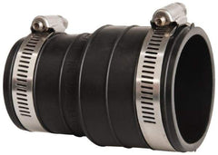 Made in USA - 1-1/2" PVC Flexible Pipe Coupling with Clamp - 4" Long, Socket x Pipe, Stainless Steel Clamp - Benchmark Tooling
