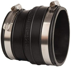 Made in USA - 3" PVC Flexible Pipe Coupling with Clamp - 4" Long, Socket x Pipe, Stainless Steel Clamp - Benchmark Tooling