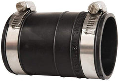 Made in USA - 1-1/2" PVC Flexible Pipe Coupling with Clamp - 4" Long, Socket x Socket, Stainless Steel Clamp - Benchmark Tooling