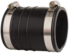 Made in USA - 2" PVC Flexible Pipe Coupling with Clamp - 4" Long, Socket x Socket, Stainless Steel Clamp - Benchmark Tooling