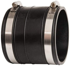 Made in USA - 3" PVC Flexible Pipe Coupling with Clamp - 4" Long, Socket x Socket, Stainless Steel Clamp - Benchmark Tooling