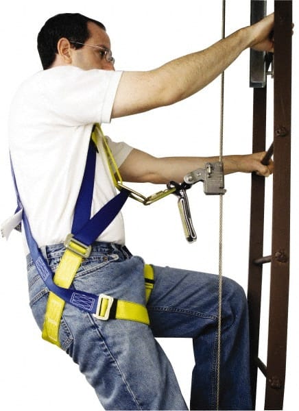 Stainless Steel Cable Ladder Safety System w/o Safety Sleeve or Harness 100.0 Ft Long, Includes Cable Guide, Stainless Steel Cable & Upper & Lower Mounting Brackets w/Hardware