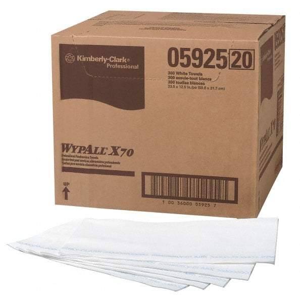 WypAll - 1/4 Fold Food Service Wipes - Box, 23-1/2" x 12-1/2" Sheet Size, Blue & White - Benchmark Tooling