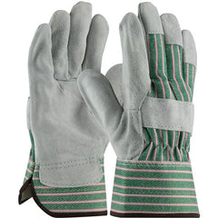 ‎83-6563/XXL Split Leather Palm - Bronze - B Grade Shoulder - Green/Pink Back - Rubberized SC - Exact Industrial Supply