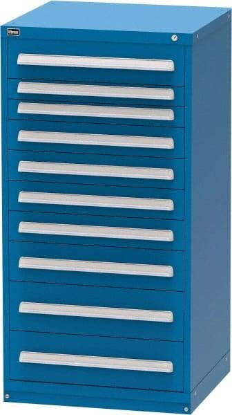 Vidmar - 10 Drawer, Modular Storage Cabinet - Steel, 30" Wide x 27-3/4" Deep x 59" High, Blue - Benchmark Tooling