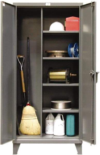 Strong Hold - 4 Shelf Locking Storage Cabinet - Steel, 72" Wide x 24" Deep x 78" High, Dark Gray - Benchmark Tooling