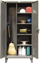 Strong Hold - 4 Shelf Locking Storage Cabinet - Steel, 72" Wide x 24" Deep x 78" High, Dark Gray - Benchmark Tooling