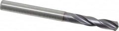 Kennametal - 5.4991mm 140° Spiral Flute Solid Carbide Screw Machine Drill Bit - Multilayer TiAlN Finish, Right Hand Cut, 28mm Flute Length, 66mm OAL, Standard Point, Straight Shank - Benchmark Tooling