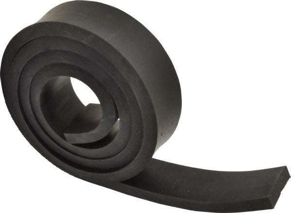 Made in USA - 1/2" Thick x 2" Wide x 60" Long, Buna-N Rubber Strip - Stock Length, 40 Shore A Durometer, 800 to 1,000 psi Tensile Strength, -20 to 170°F, Black - Benchmark Tooling