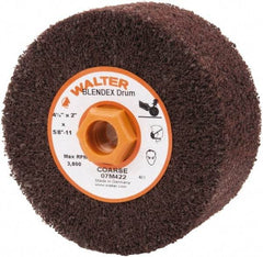 WALTER Surface Technologies - 4-1/2" Diam Aluminum Oxide Unmounted Flap Wheel - 5/8" Hole, 5/8-11 Thread, 2" Wide, Nonwoven, Coarse Grade, 3,800 Max RPM - Benchmark Tooling