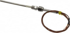 Thermo Electric - 0 to 2012°F, K Pipe Fitting, Thermocouple Probe - 6 Ft. Cable Length, Stripped Ends, 9 Sec Response Time - Benchmark Tooling