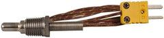 Thermo Electric - 0 to 900°F, K Pipe Plug, Thermocouple Probe - 5 Ft. Cable Length, Mini Connector, 1/2 Inch Probe Sheath Length, 6 Sec Response Time - Benchmark Tooling