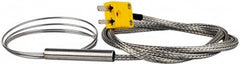 Thermo Electric - 0 to 2012°F, K Flexible, Thermocouple Probe - 3 Ft. Cable Length, Mini Connector, 25 Inch Probe Sheath Length, 4 Sec Response Time - Benchmark Tooling