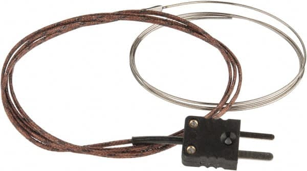 Thermo Electric - 0 to 1600°F, J Flexible, Thermocouple Probe - 3 Ft. Cable Length, Mini Connector, 25 Inch Probe Sheath Length, 3 Sec Response Time - Benchmark Tooling