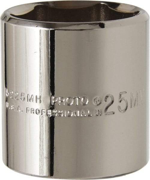 Proto - 3/8" Drive, Standard Hand Socket - 6 Points, 1-3/8" OAL, Chrome Vanadium, Chrome Finish - Benchmark Tooling