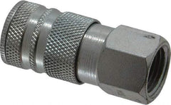 Coilhose Pneumatics - 1/2 Female NPT Industrial Pneumatic Hose Coupler - Plated Steel, 3/8" Body Diam - Benchmark Tooling
