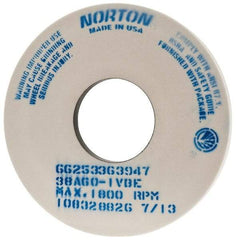 Norton - 14" Diam x 5" Hole x 1" Thick, I Hardness, 60 Grit Surface Grinding Wheel - Aluminum Oxide, Type 1, Medium Grade, 1,800 Max RPM, Vitrified Bond, No Recess - Benchmark Tooling