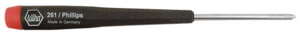 Wiha - #00, 4-5/8" OAL, Standard Phillips Screwdriver - 1-9/16" Blade Length, Ergonomic Handle - Benchmark Tooling