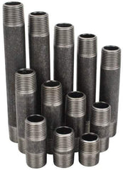 Made in USA - 66 Piece, 1/2" Pipe, Black Finished Steel Pipe Nipple Set - Schedule 40, (6) Close, (6) 1-1/2, (6) 2, (6) 2-1/2, (6) 3, (6) 3-1/2, (6) 4, (6) 4-1/2, (6) 5, (6) 5-1/2, (6) 6 - Benchmark Tooling