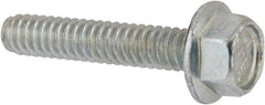 Value Collection - #10-24 UNC, 1" Length Under Head, Hex Drive Flange Bolt - 1" Thread Length, Grade 5 Steel, Serrated Flange, Zinc-Plated Finish - Benchmark Tooling