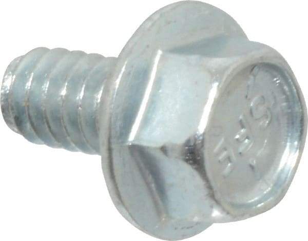 Value Collection - #10-24 UNC, 3/8" Length Under Head, Hex Drive Flange Bolt - 3/8" Thread Length, Grade 5 Steel, Serrated Flange, Zinc-Plated Finish - Benchmark Tooling