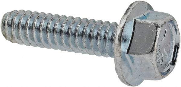 Value Collection - #10-24 UNC, 3/4" Length Under Head, Hex Drive Flange Bolt - 3/4" Thread Length, Grade 5 Steel, Serrated Flange, Zinc-Plated Finish - Benchmark Tooling