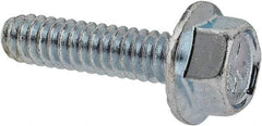 Value Collection - #10-24 UNC, 3/4" Length Under Head, Hex Drive Flange Bolt - 3/4" Thread Length, Grade 5 Steel, Serrated Flange, Zinc-Plated Finish - Benchmark Tooling