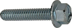 Value Collection - 1/4-20 UNC, 1-1/4" Length Under Head, Hex Drive Flange Bolt - 1-1/4" Thread Length, Grade 5 Steel, Serrated Flange, Zinc-Plated Finish - Benchmark Tooling