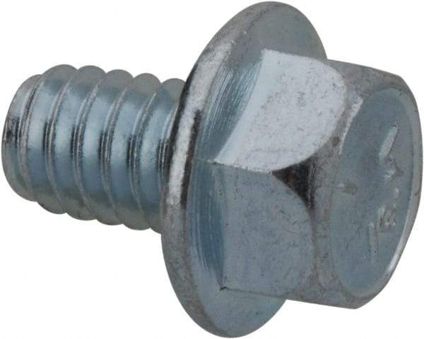 Value Collection - 1/4-20 UNC, 3/8" Length Under Head, Hex Drive Flange Bolt - 3/8" Thread Length, Grade 5 Steel, Serrated Flange, Zinc-Plated Finish - Benchmark Tooling