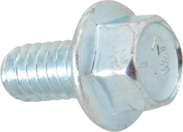 Value Collection - 1/4-20 UNC, 1/2" Length Under Head, Hex Drive Flange Bolt - 1/2" Thread Length, Grade 5 Steel, Serrated Flange, Zinc-Plated Finish - Benchmark Tooling