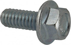 Value Collection - 1/4-20 UNC, 5/8" Length Under Head, Hex Drive Flange Bolt - 5/8" Thread Length, Grade 5 Steel, Serrated Flange, Zinc-Plated Finish - Benchmark Tooling